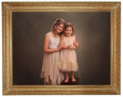 Framed Legacy portrait of two sisters
